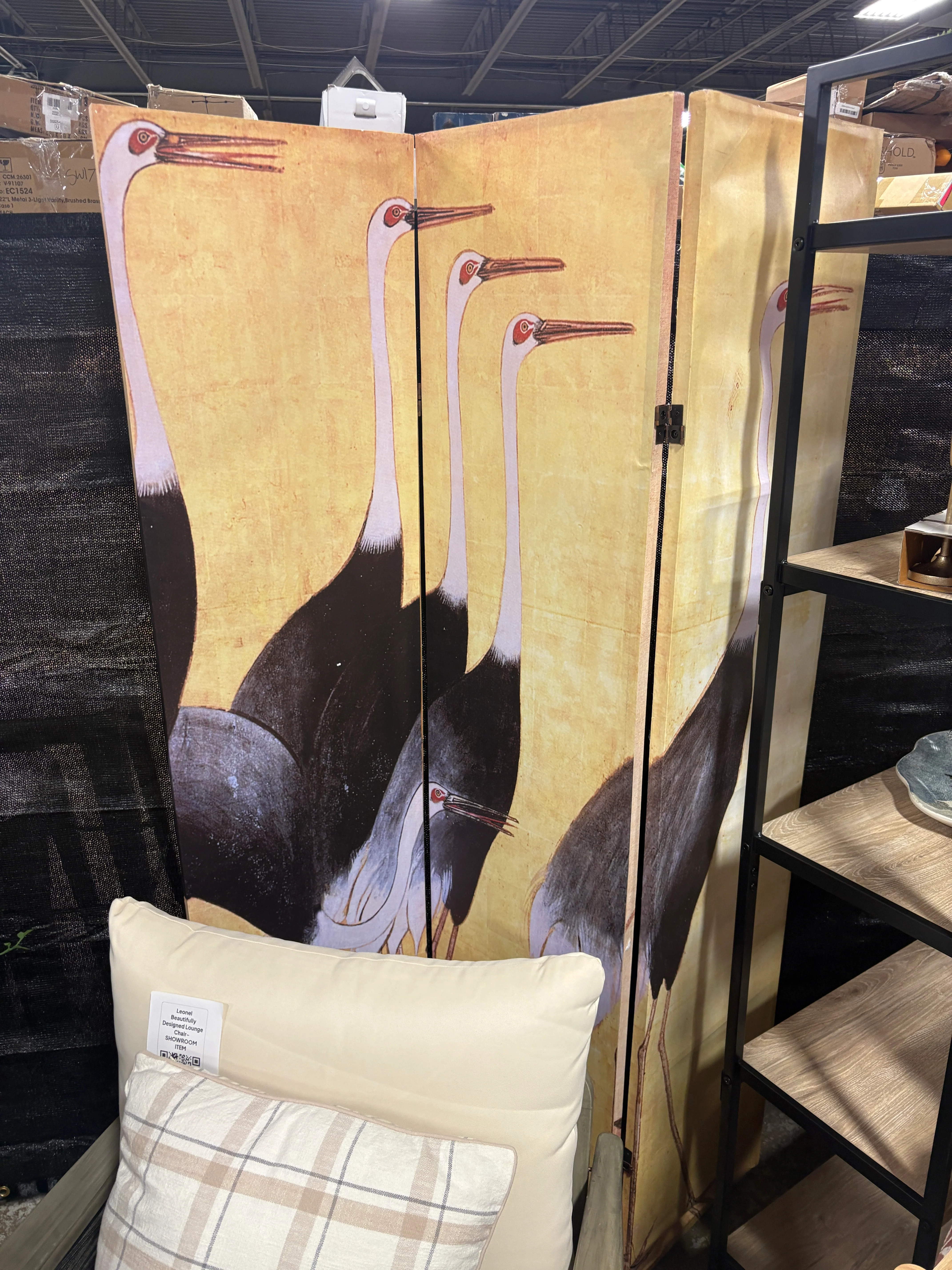 Feuerstein 6 ft Tall East Asian Art Canvas Folding Room Divider SHOWROOM ITEM - Image 2