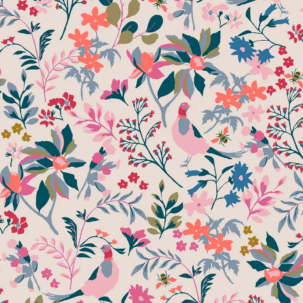 Fields Edge Floral Antique Creme Wallpaper