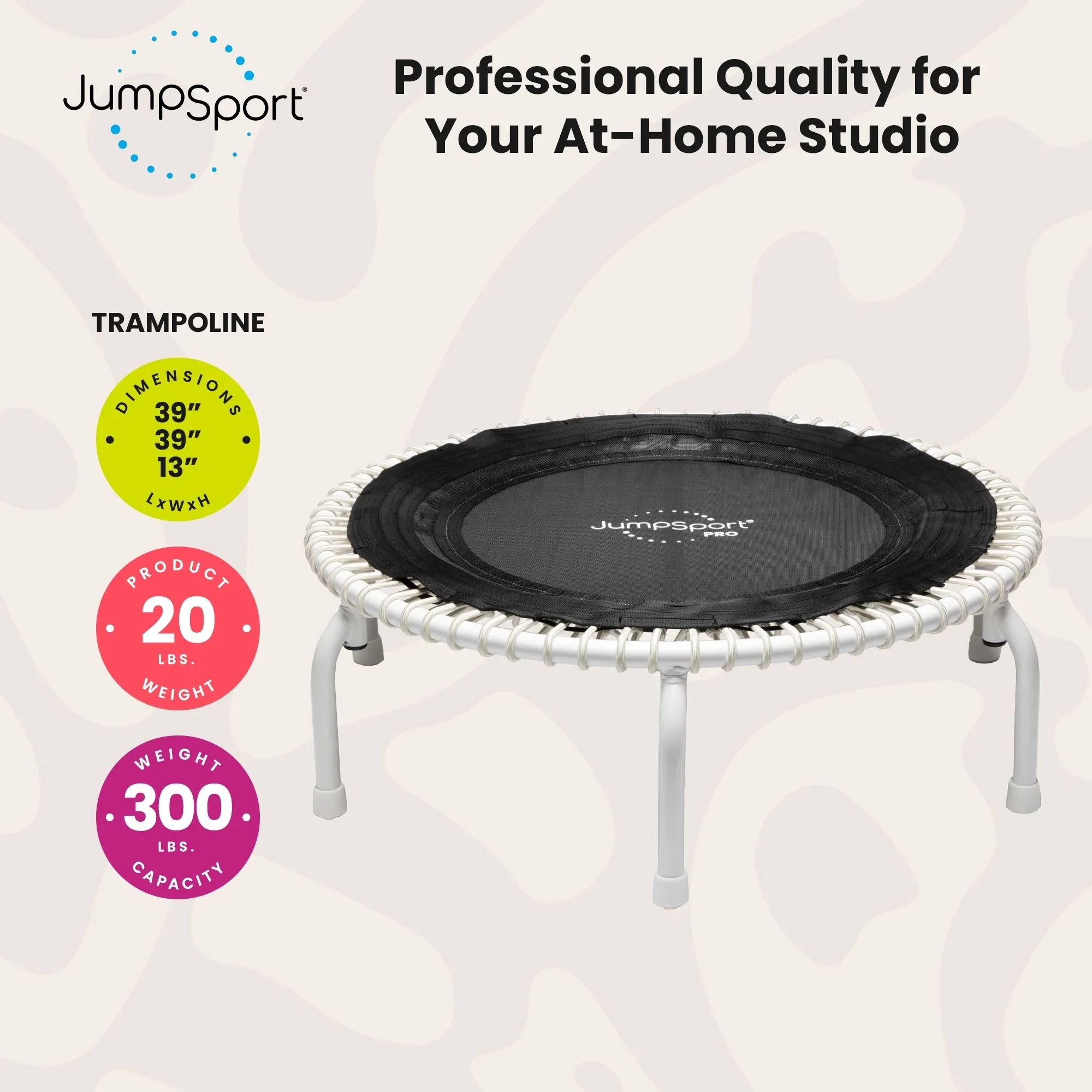 Fitness Trampoline, Cardio Workout Equipment, White - Image 3