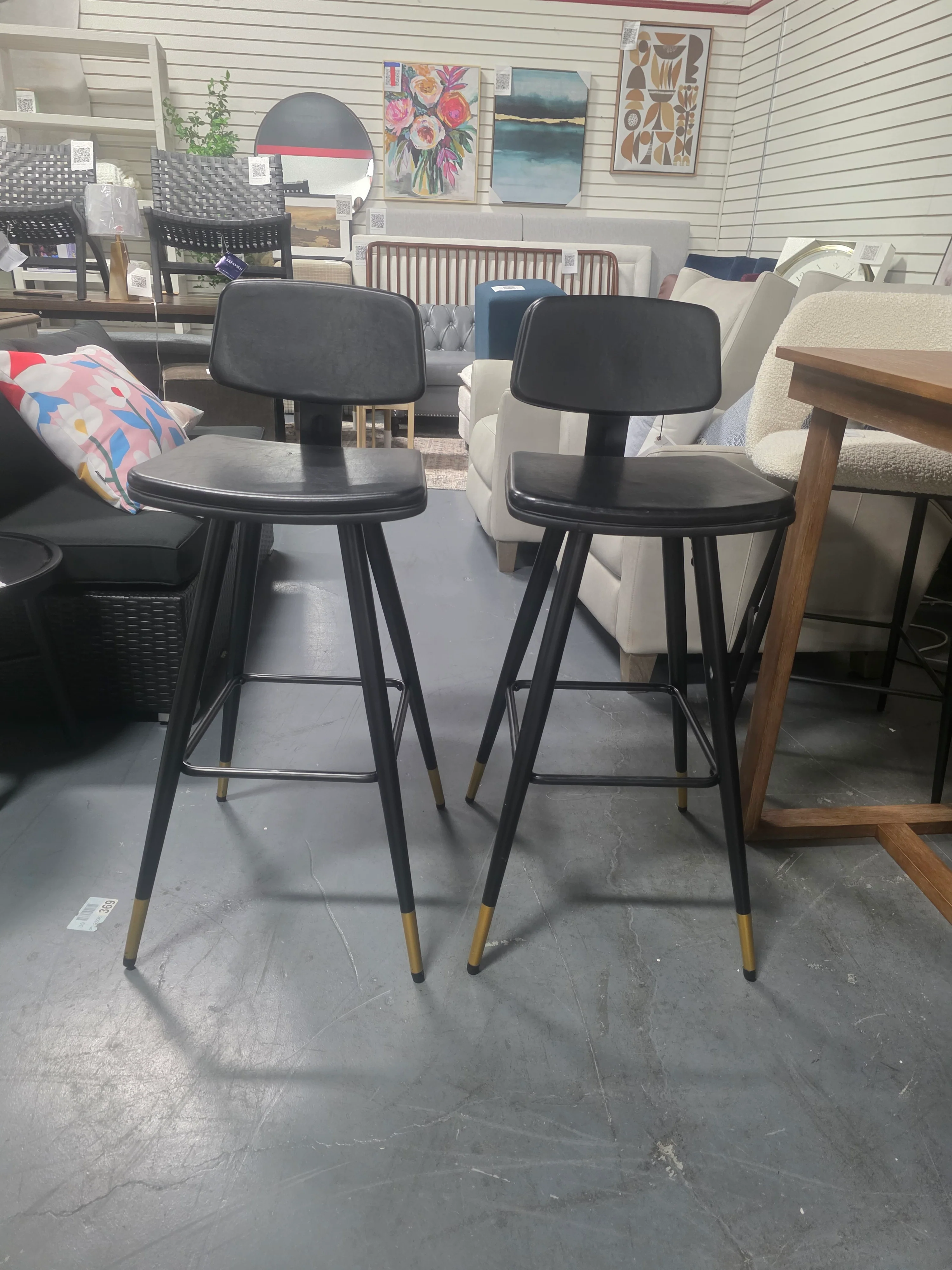 Flash Furniture Black 29.75-in H Bar height Upholstered Metal Bar Stool - SHOWROOM ITEM 🔴 - Image 2