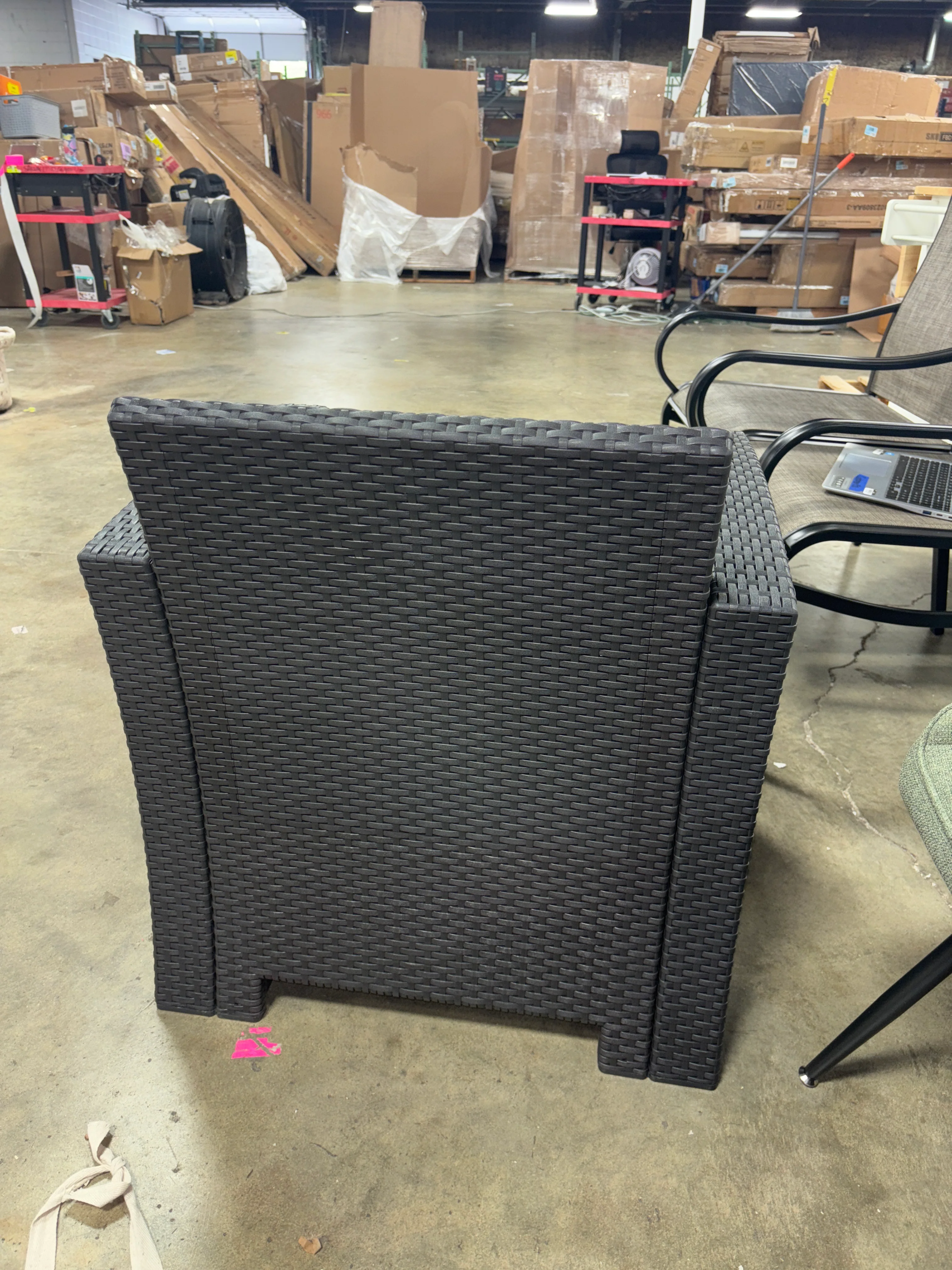 Flash Furniture Dark Gray Faux Rattan Chair w/ Light Gray Cushion SHOWROOM ITEM - Image 4