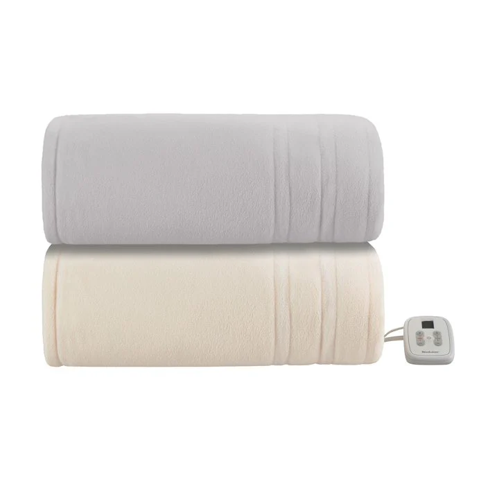 Fleece Heated Queen Blanket Queen in ivory - Image 2