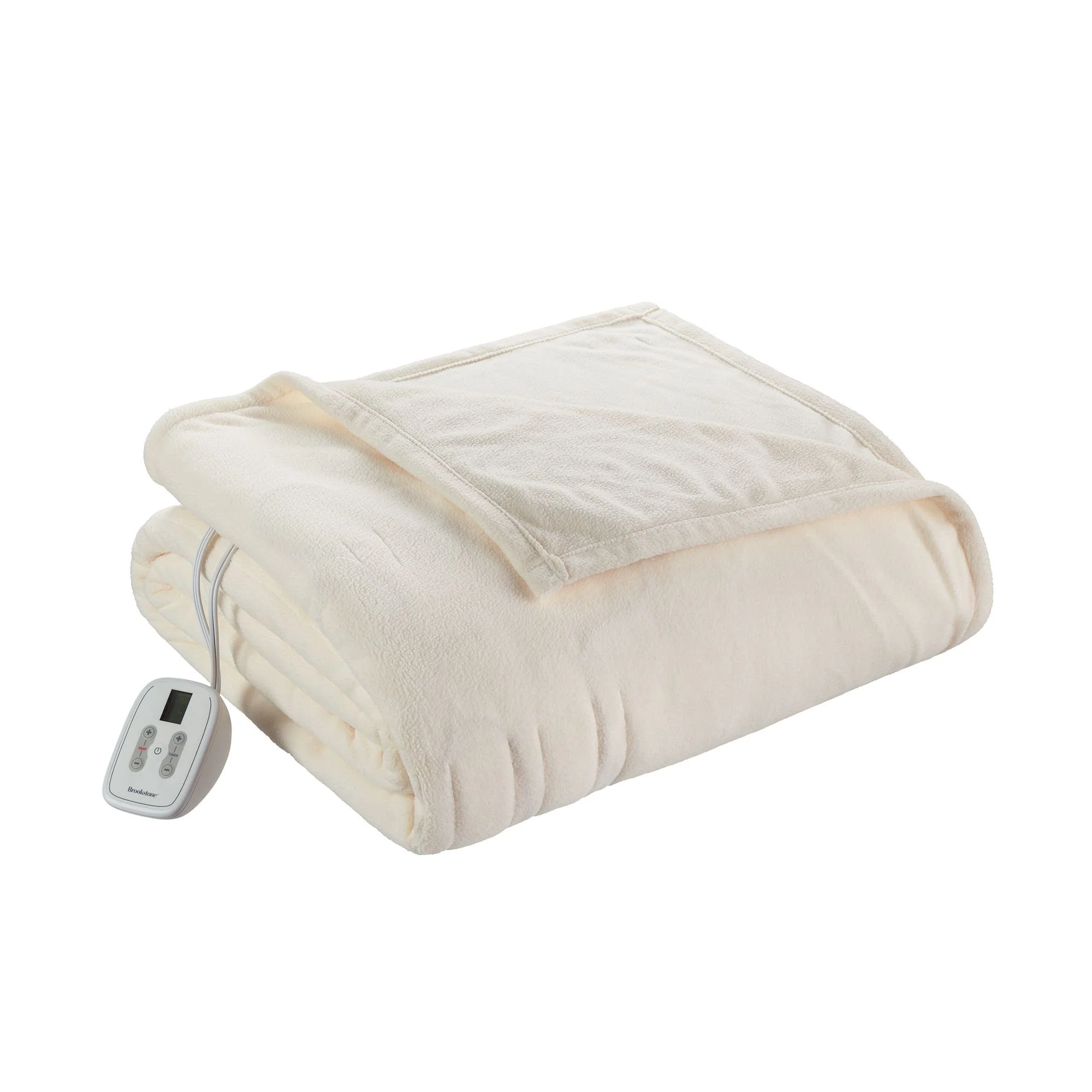 Fleece Heated Queen Blanket Queen 84"x90" in ivory - Image 2