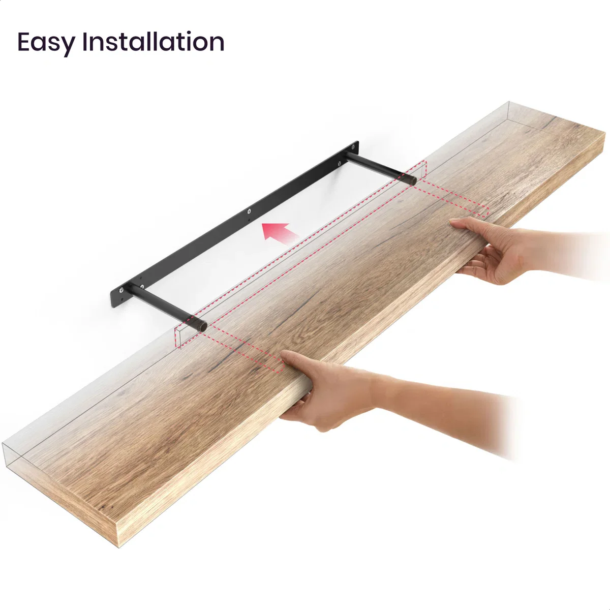 Miami Floating Shelves Set with Invisible Wall Mount Brackets (Set of 2) - Image 5