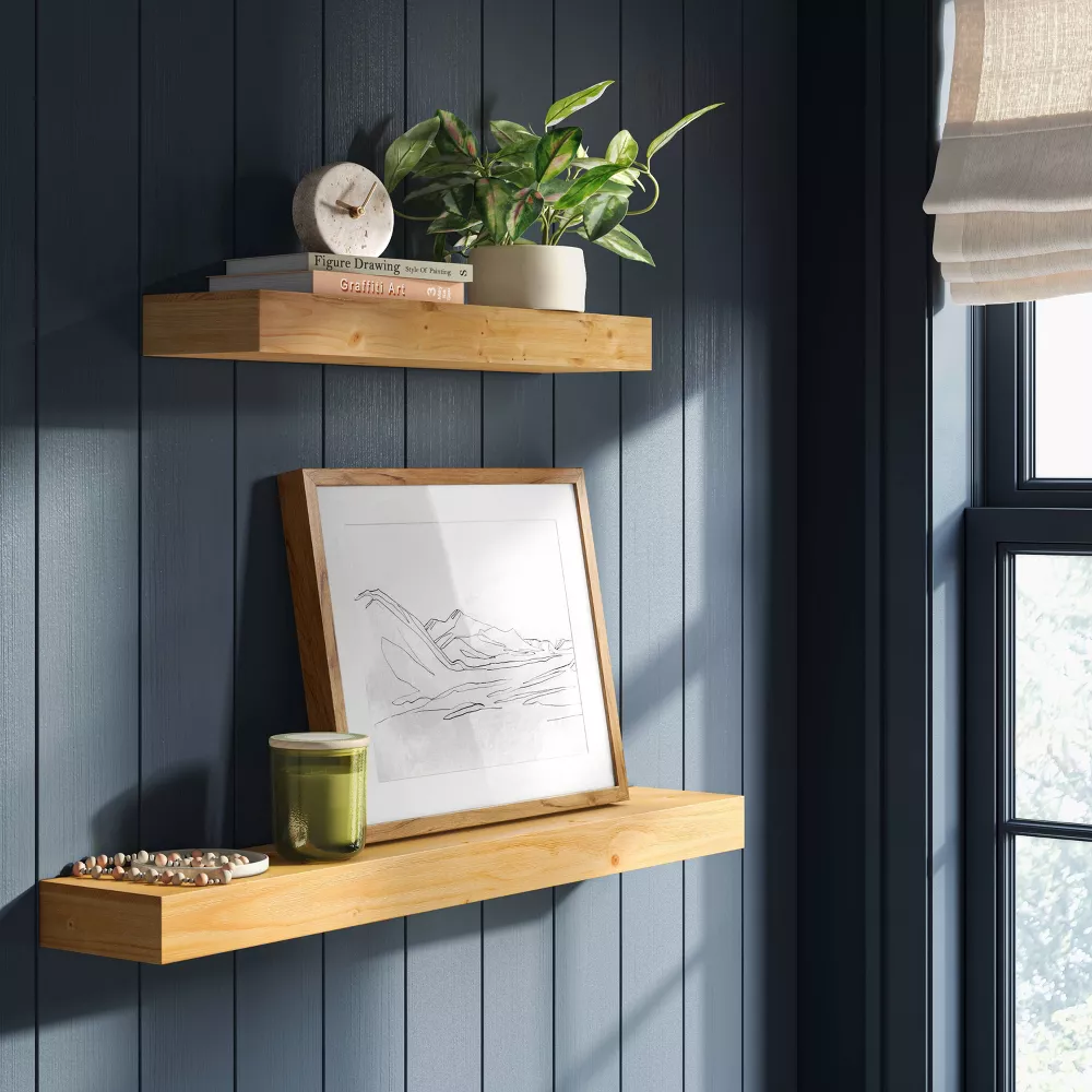 Floating Wood Shelf - 24", - Image 2