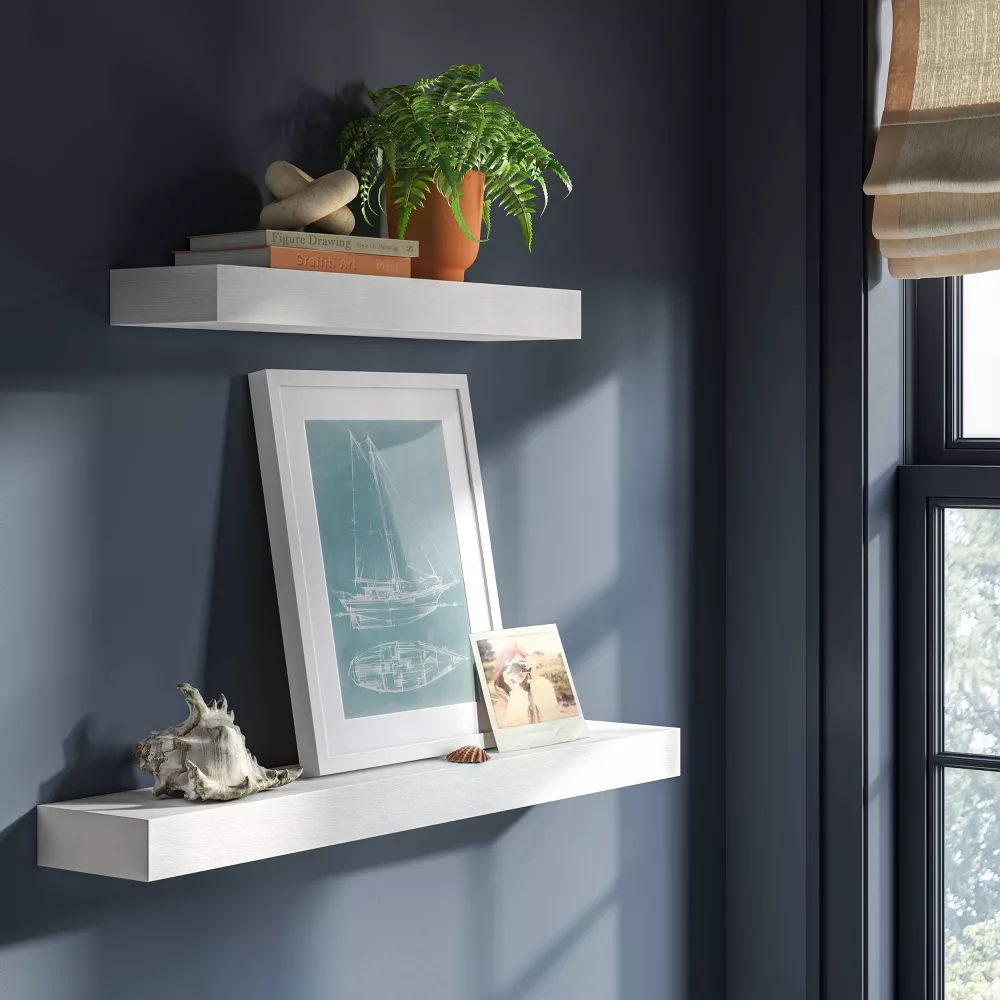 Floating Wood Shelf White - Image 3