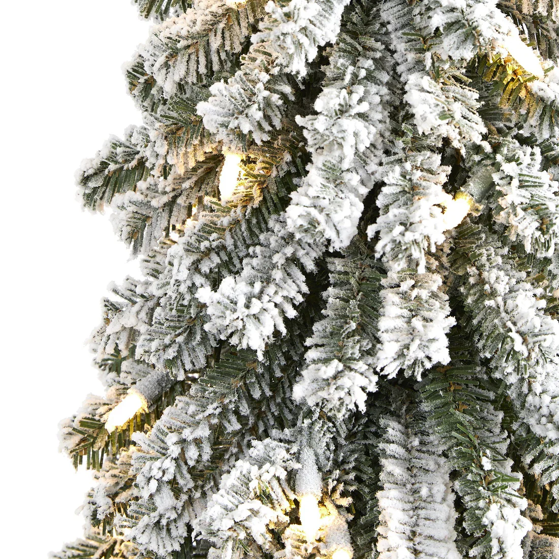 Flocked Grand Alpine Artificial Christmas Tree with 35 Clear Lights and 111 Bendable Branches on Natural Trunk - Image 4