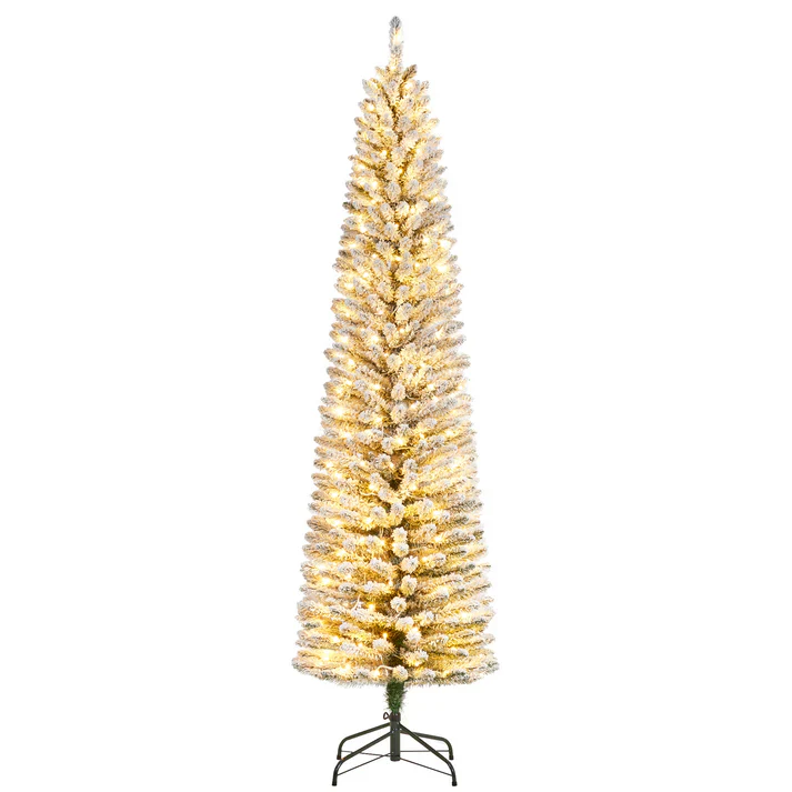 Flocked Pencil Christmas Tree with Lights - Image 2
