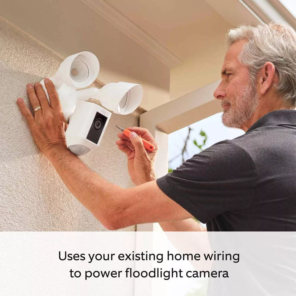 Floodlight Cam Wired Plus Security Camera - White: 2-Way Talk - Image 3