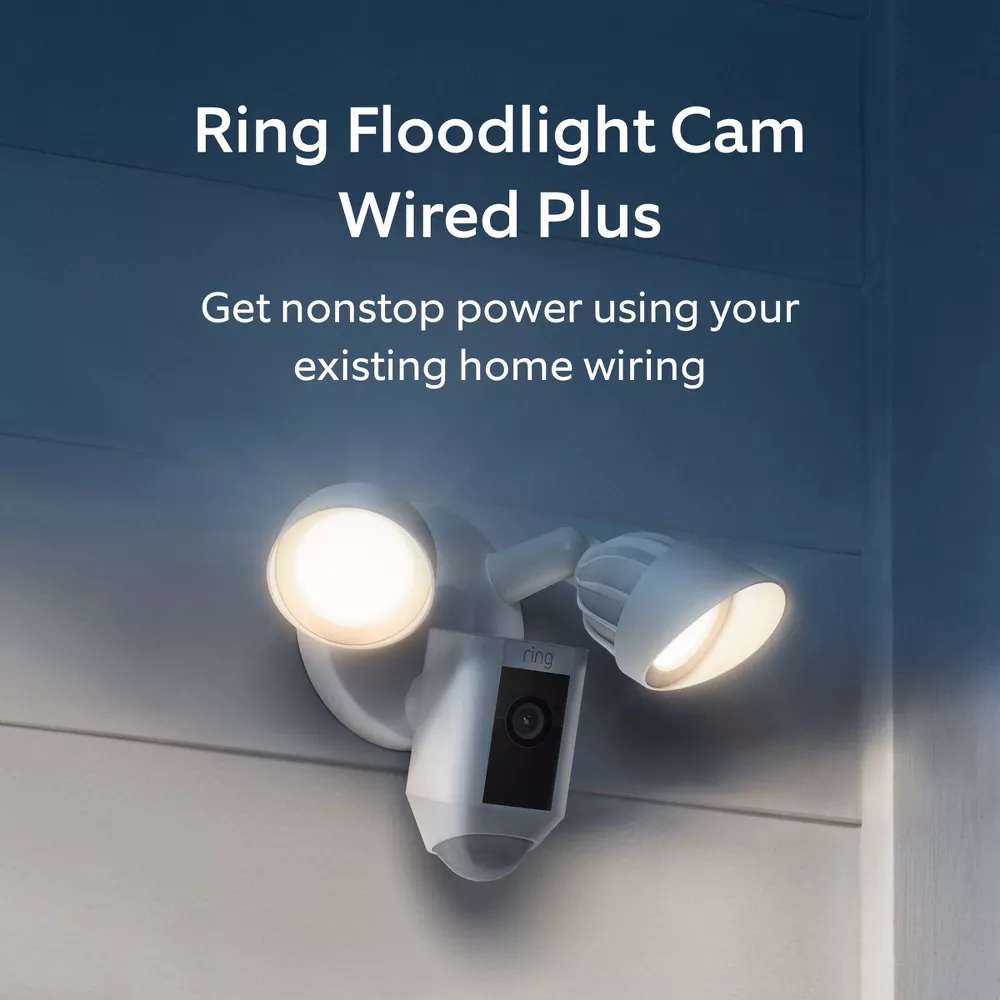 Floodlight Cam Wired Plus Security Camera - White: 2-Way Talk - Image 5