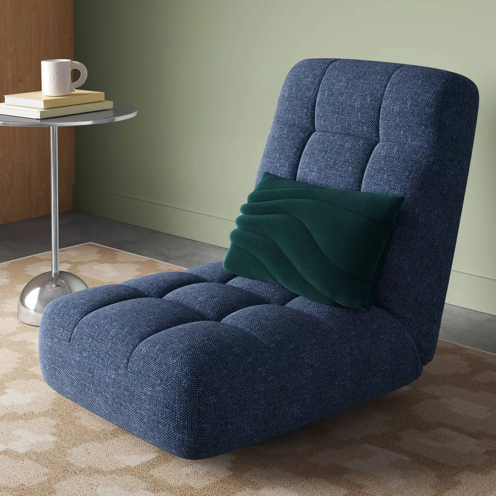 Floor Gaming Chair with Adjustable Back Navy, - Image 4