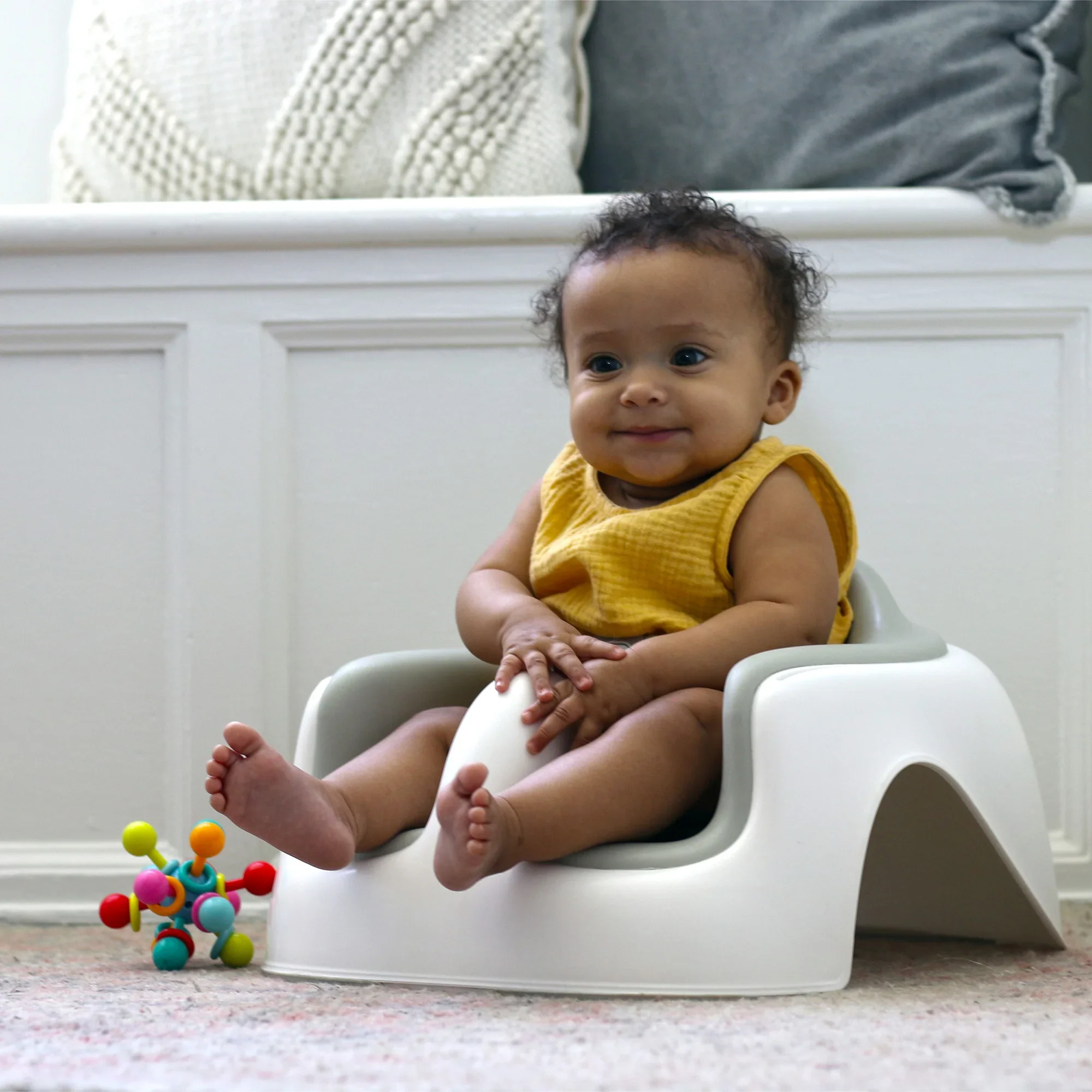 Floor Seat LITE with Cushioned Seat & Safety Strap, Cool Grey - Image 3