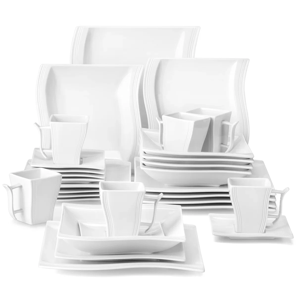 Flora 30 Piece Porcelain China Dinnerware Set - Service for 6