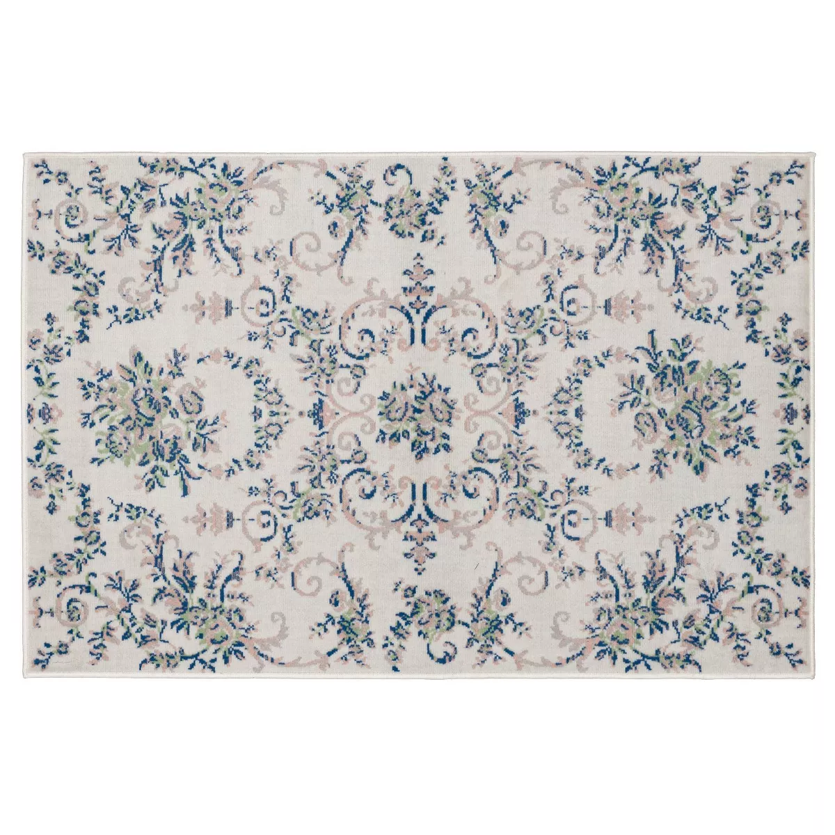 Floral Scroll Woven Area Rug Cream/Pink 4'x6'