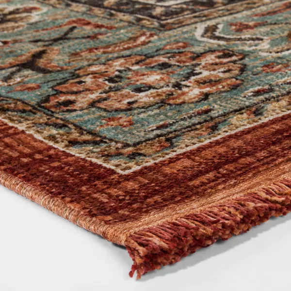 Floral Woven Rug Rust/Green 7'x10' - Image 3