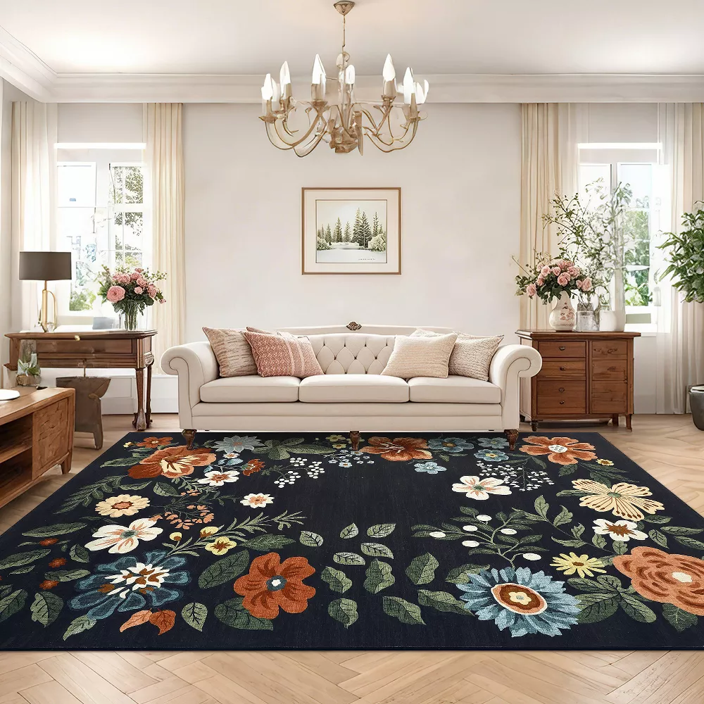 Flower 4x6 Kitchen Rugs Ultra-Thin Non Slip Washable Runner Rug