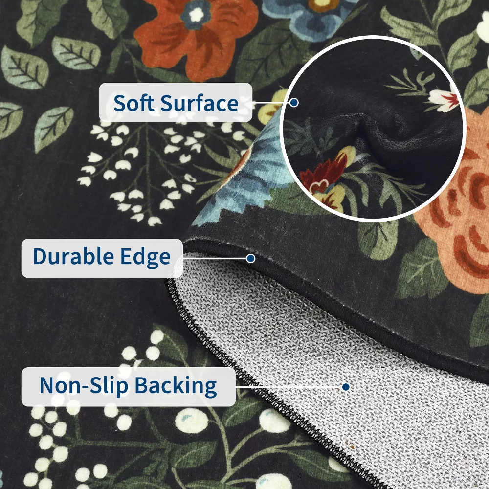 Flower 4x6 Kitchen Rugs Ultra-Thin Non Slip Washable Runner Rug - Image 2