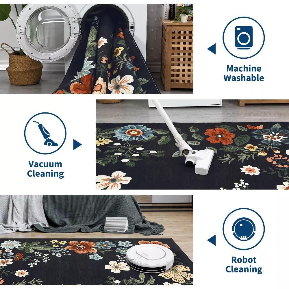 Flower 4x6 Kitchen Rugs Ultra-Thin Non Slip Washable Runner Rug - Image 4