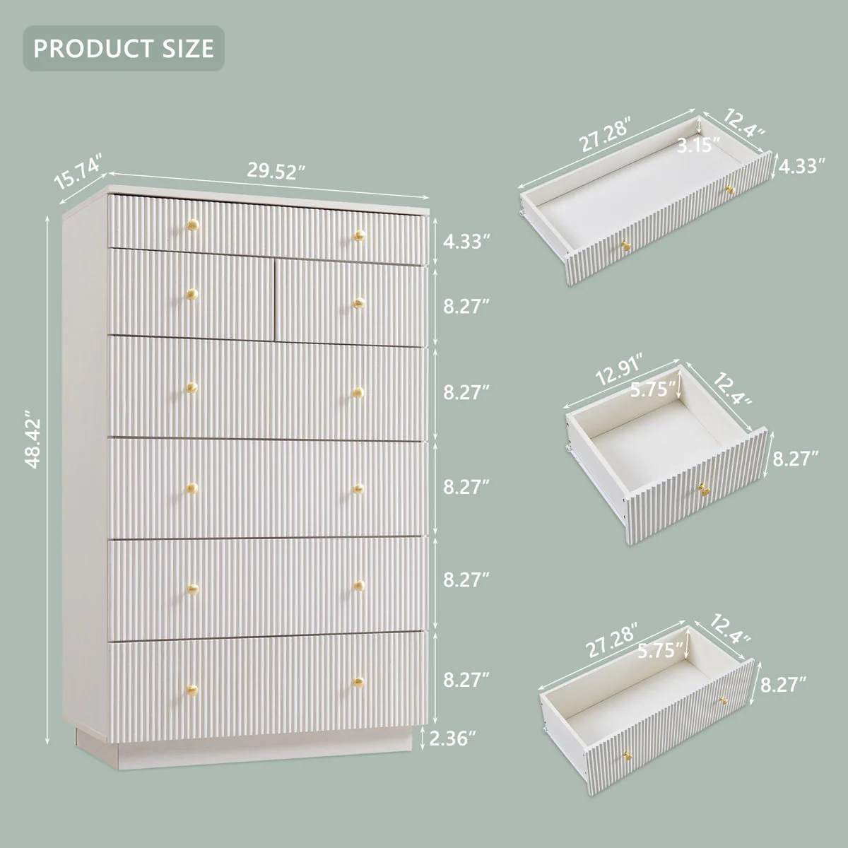 Fluted 7 Dresser for Bedroom - Image 3