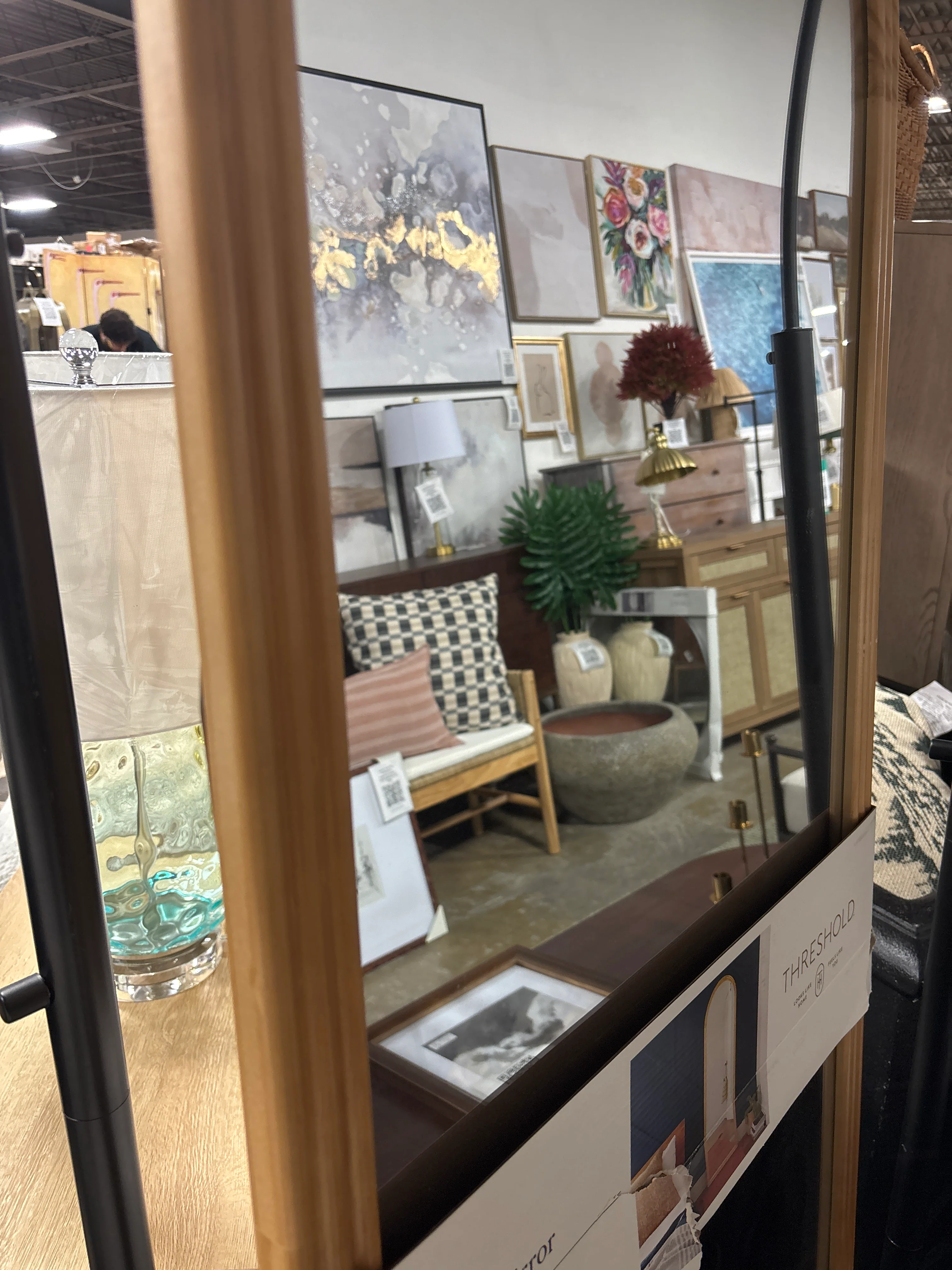 Fluted Arch Floor Mirror Light Natural Pine Frame SHOWROOM ITEM - Image 3