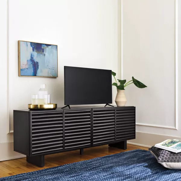 Fluted TV Stand Black - Entertainment Center with Adjustable Shelves, final cut - Image 5