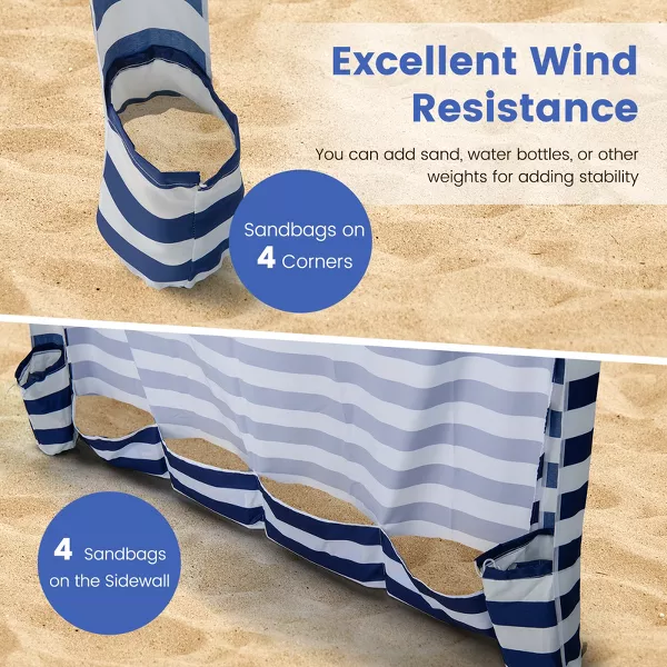Foldable Beach Cabana Tent with Carrying Bag Detachable Sidewall - Image 3
