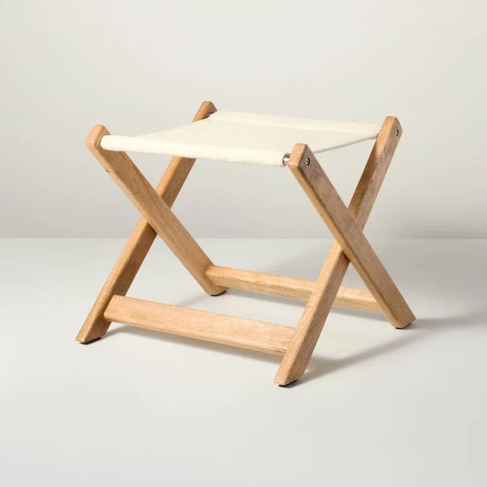 Foldable Outdoor Patio Stool - Natural/Cream SHOWROOM ITEM