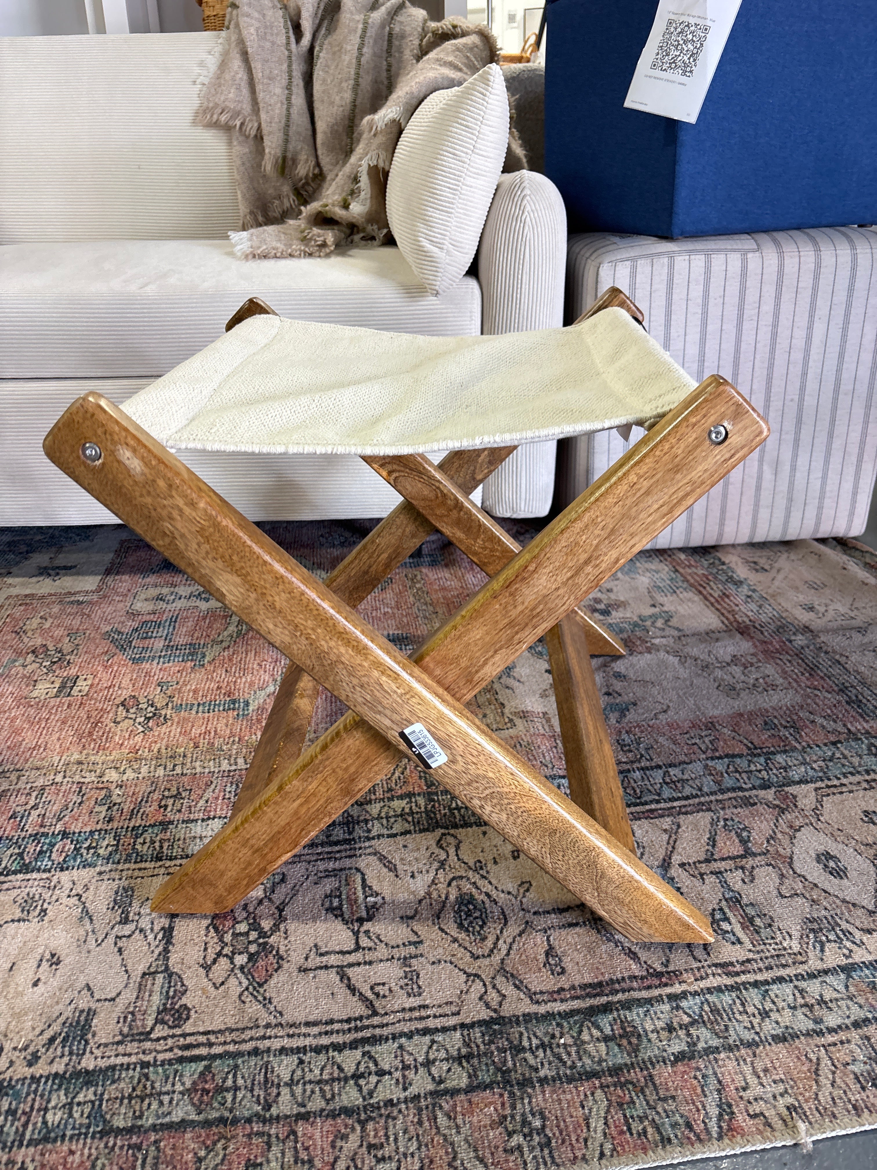 Foldable Outdoor Patio Stool - Natural/Cream SHOWROOM ITEM - Image 2