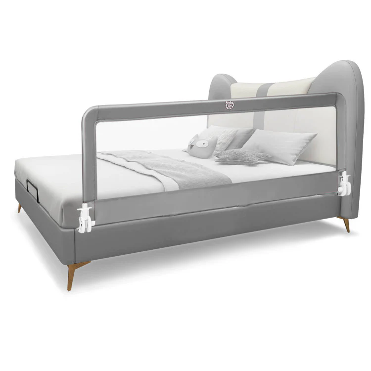 Folding Breathable Baby Bed Rail Guard with Safety Strap - Image 2