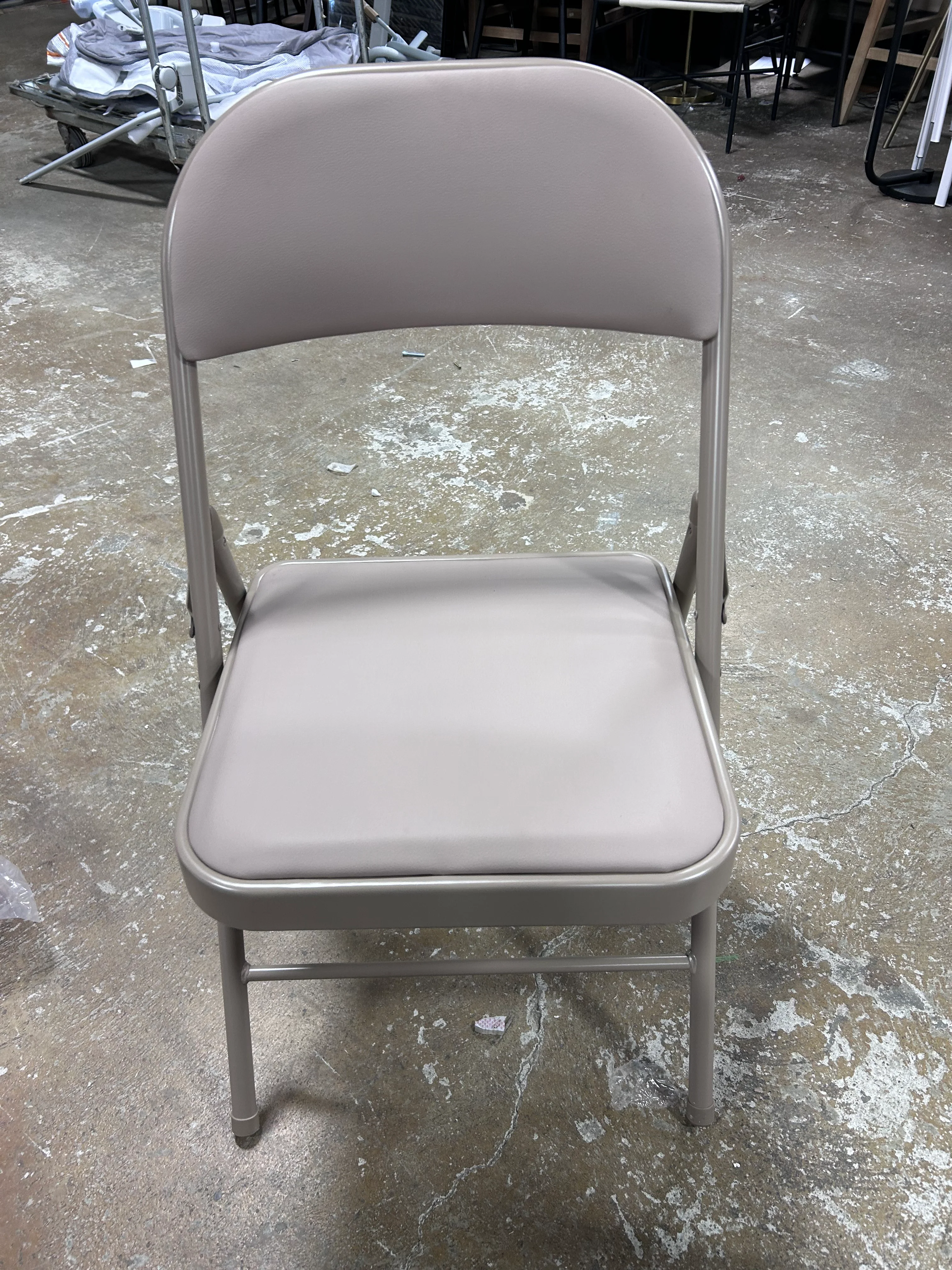 Folding Chairs with Padded Seats - PU Leather - Set of 4 - Khaki - Image 5