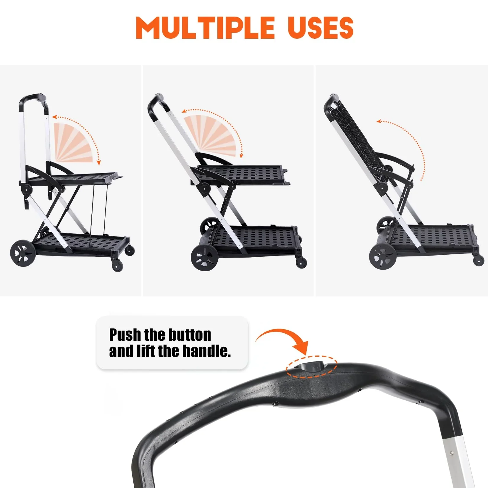 Folding Grocery Cart on Wheels - Portable - Image 3
