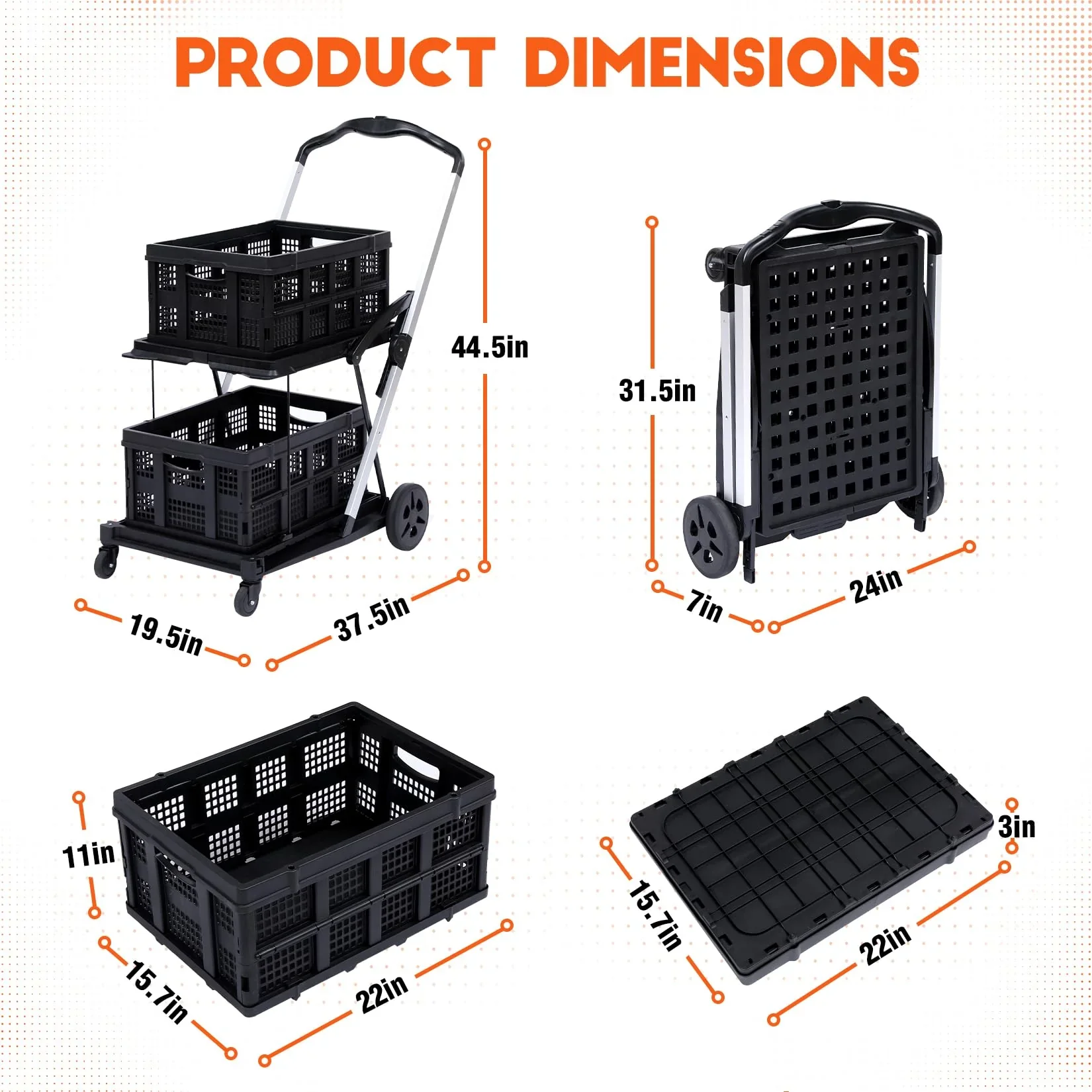 Folding Grocery Cart on Wheels - Portable - Image 4