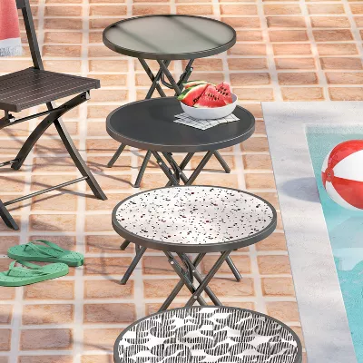 Folding Round Patio Accent Table - Image 2
