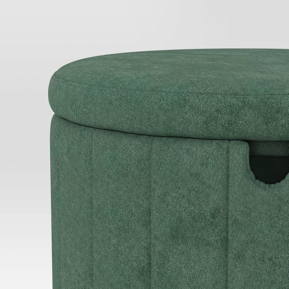 Folding Round Storage Ottoman - Image 2