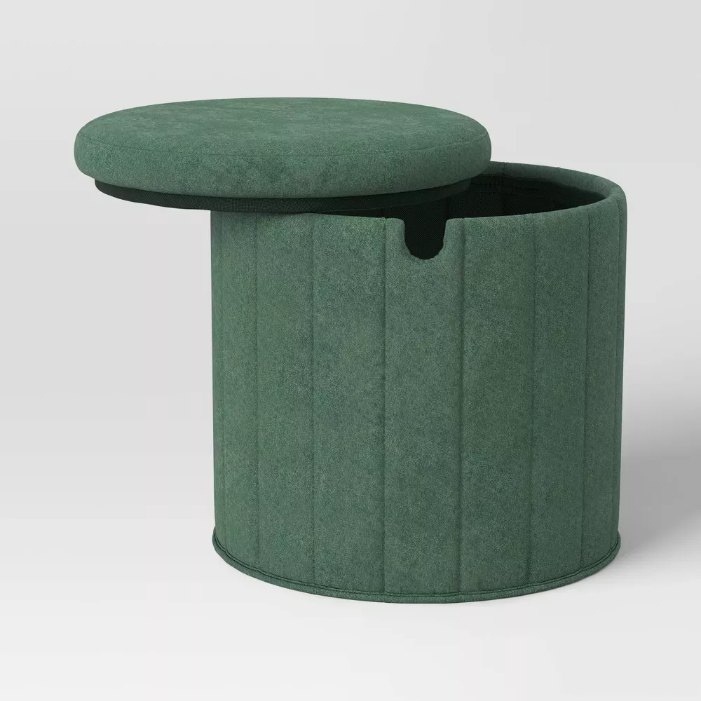 Folding Round Storage Ottoman - Image 3
