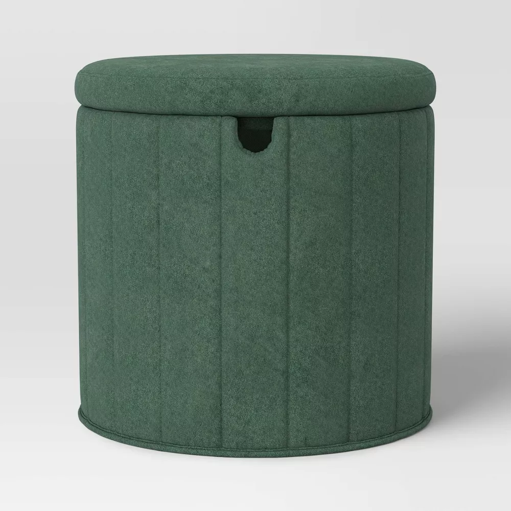 Folding Round Storage Ottoman - Image 4