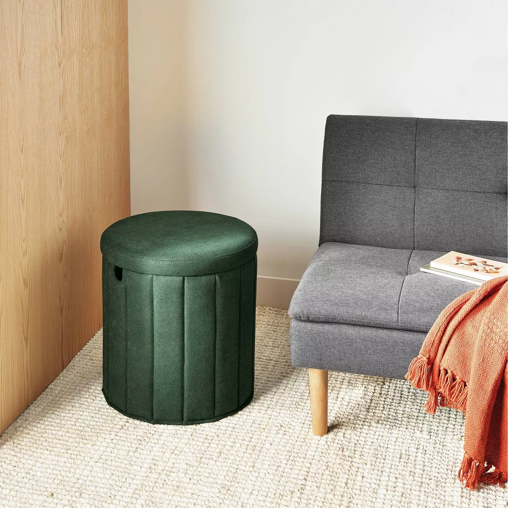 Folding Round Storage Ottoman - Image 5