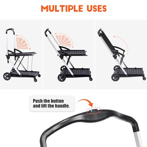 Folding Shopping Cart with Wheels, Multi-Use Trolley with Storage Gate - Image 3