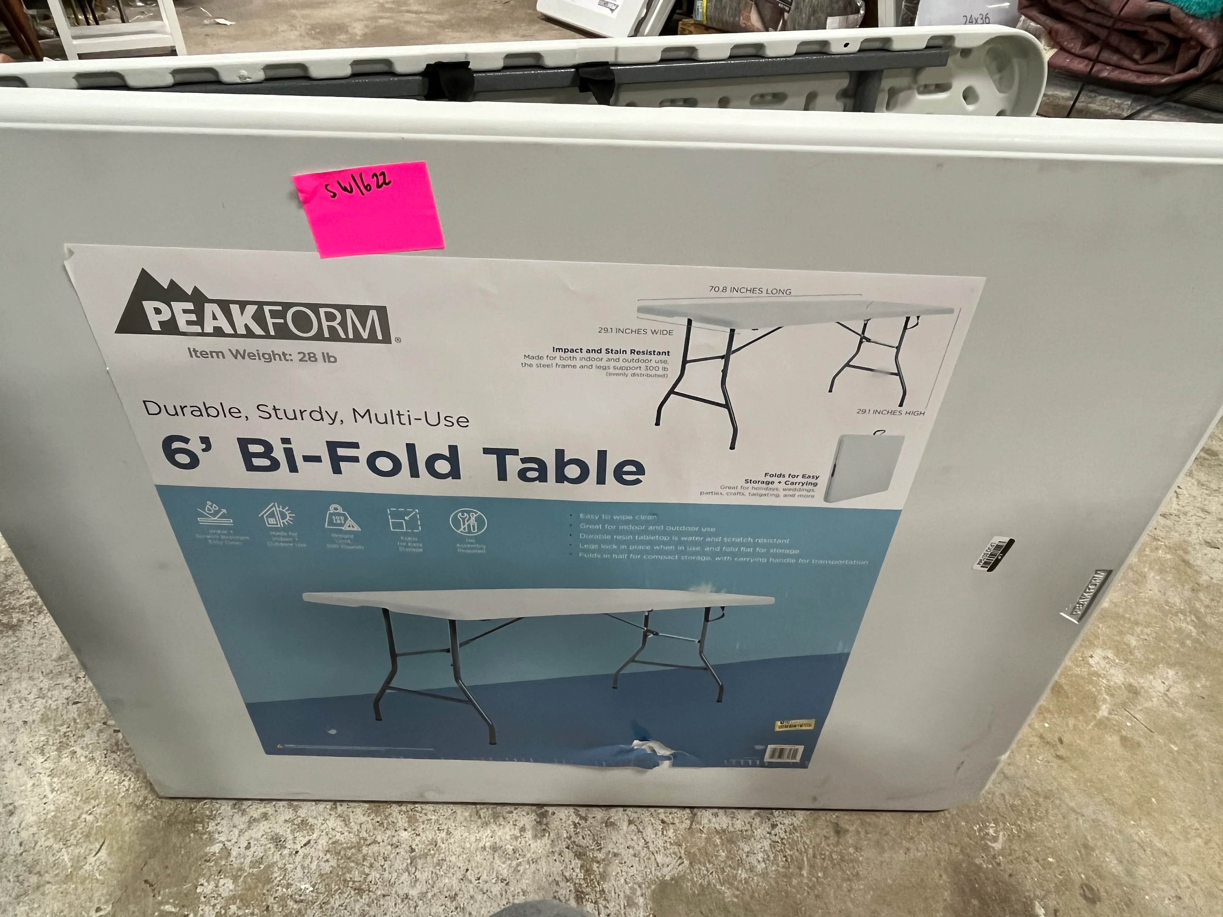Folding Table Portable Plastic Indoor Party Dining Tables White, - Image 7