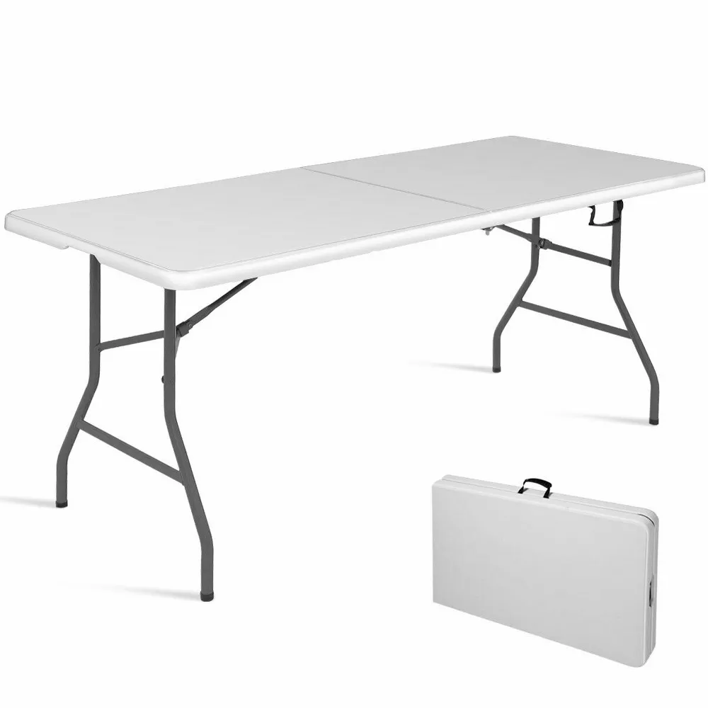Folding Table Portable Plastic Indoor Party Dining Tables White,