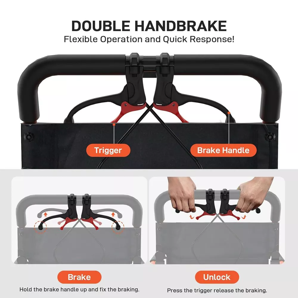 Folding Transport Wheelchair Portable Transport Chair with All-Terrain Wheels - Image 2