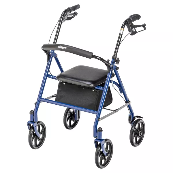 *Four Wheel Walker Rollator with Fold Up Removable Back Support, Blue - Image 5