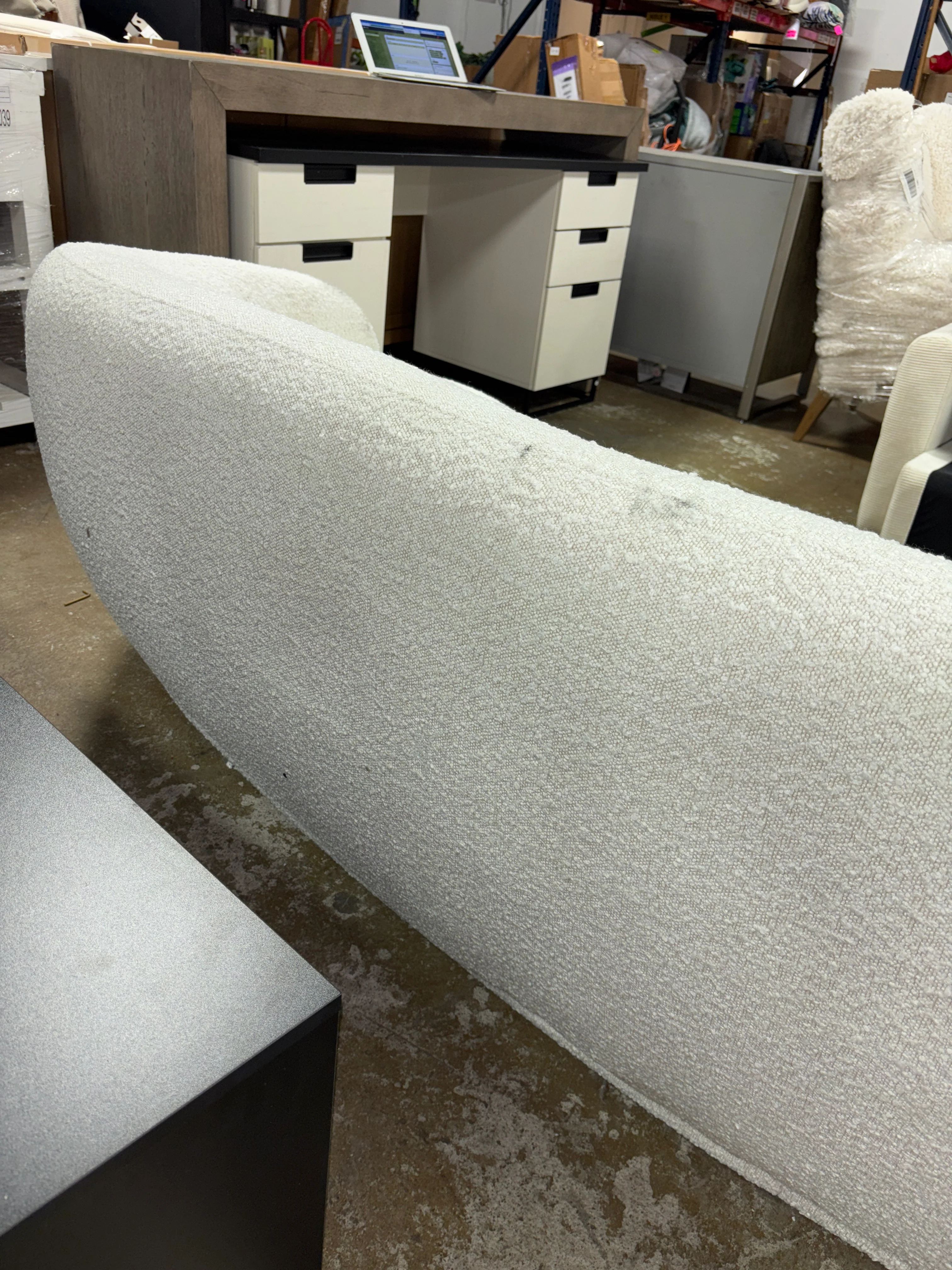 Foyzul 90" Rolled Arm Chesterfield Sofa - Cream Boucle SHOWROOM ITEM - Image 5