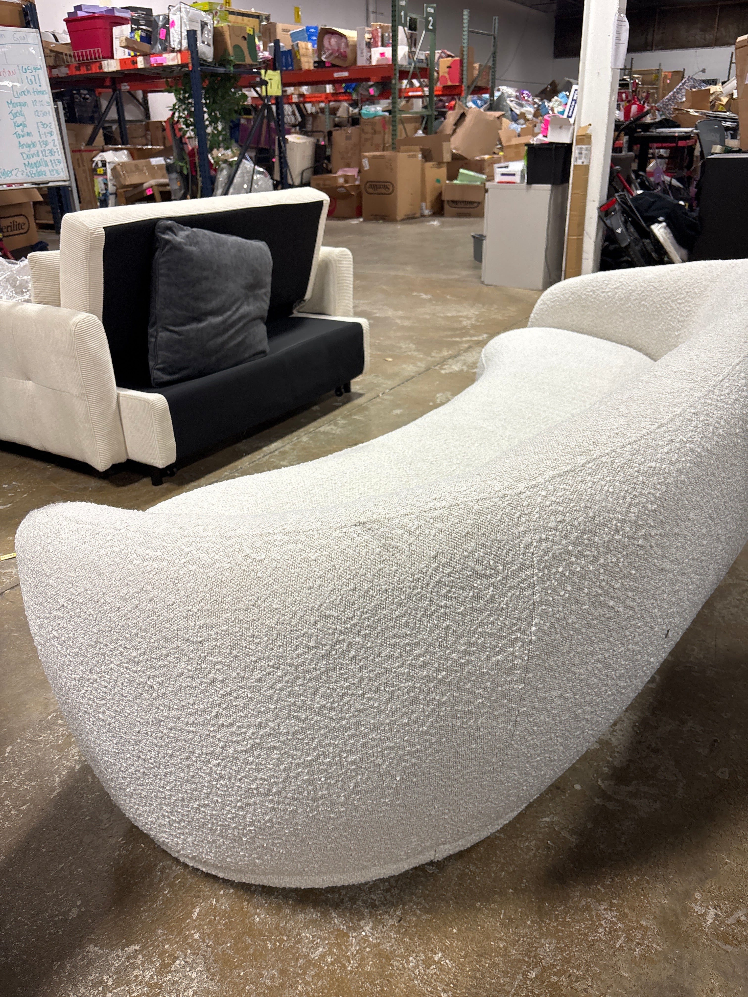 Foyzul 90" Rolled Arm Chesterfield Sofa - Cream Boucle SHOWROOM ITEM - Image 7