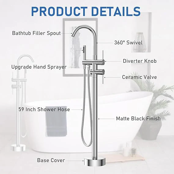 Freestanding Bathtub Faucet Shower Mixer - Image 2