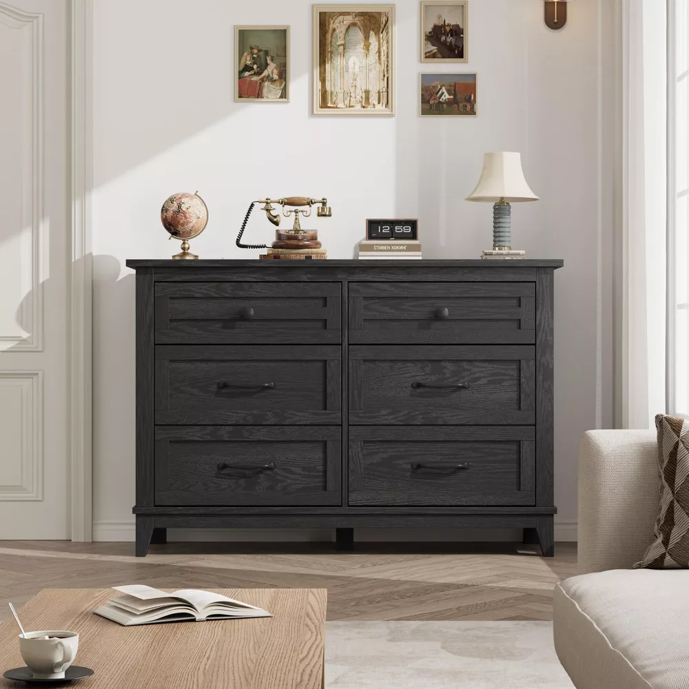 6-Drawer Dresser, Wooden Chest of Drawers, Freestanding Storage Cabinet - Image 3