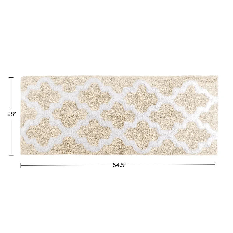 Freida Cotton Bathroom Rug with Trellis Pattern 24x60 - Image 3