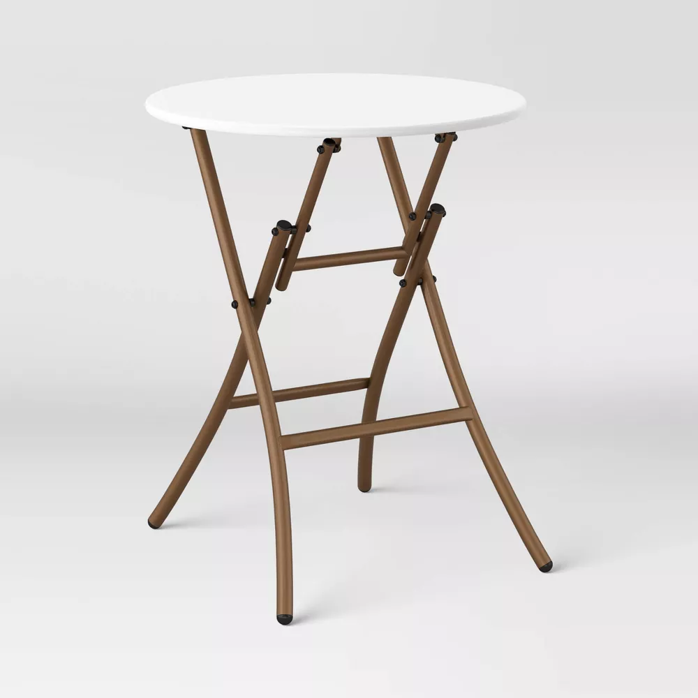 French Cafe Folding Round Patio Bistro Table - White SHOWROOM ITEM