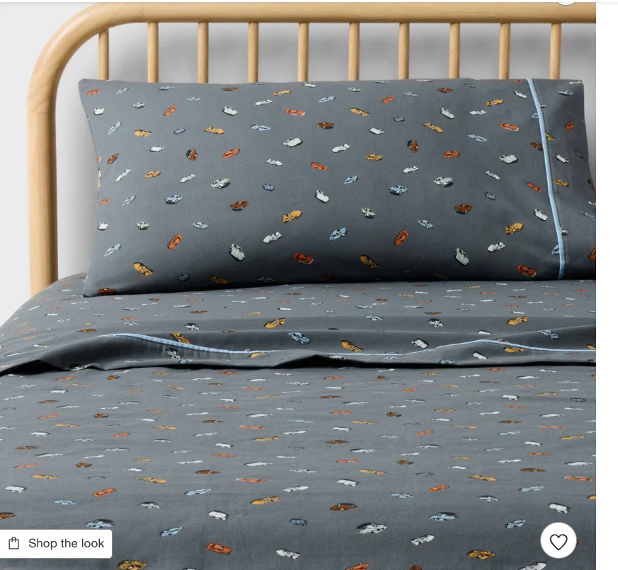 Full Hot Wheels Retro Car Kids' Cotton Sheet Set Gray - Hot Wheels by Pillowfort™ SHOWROOM ITEM