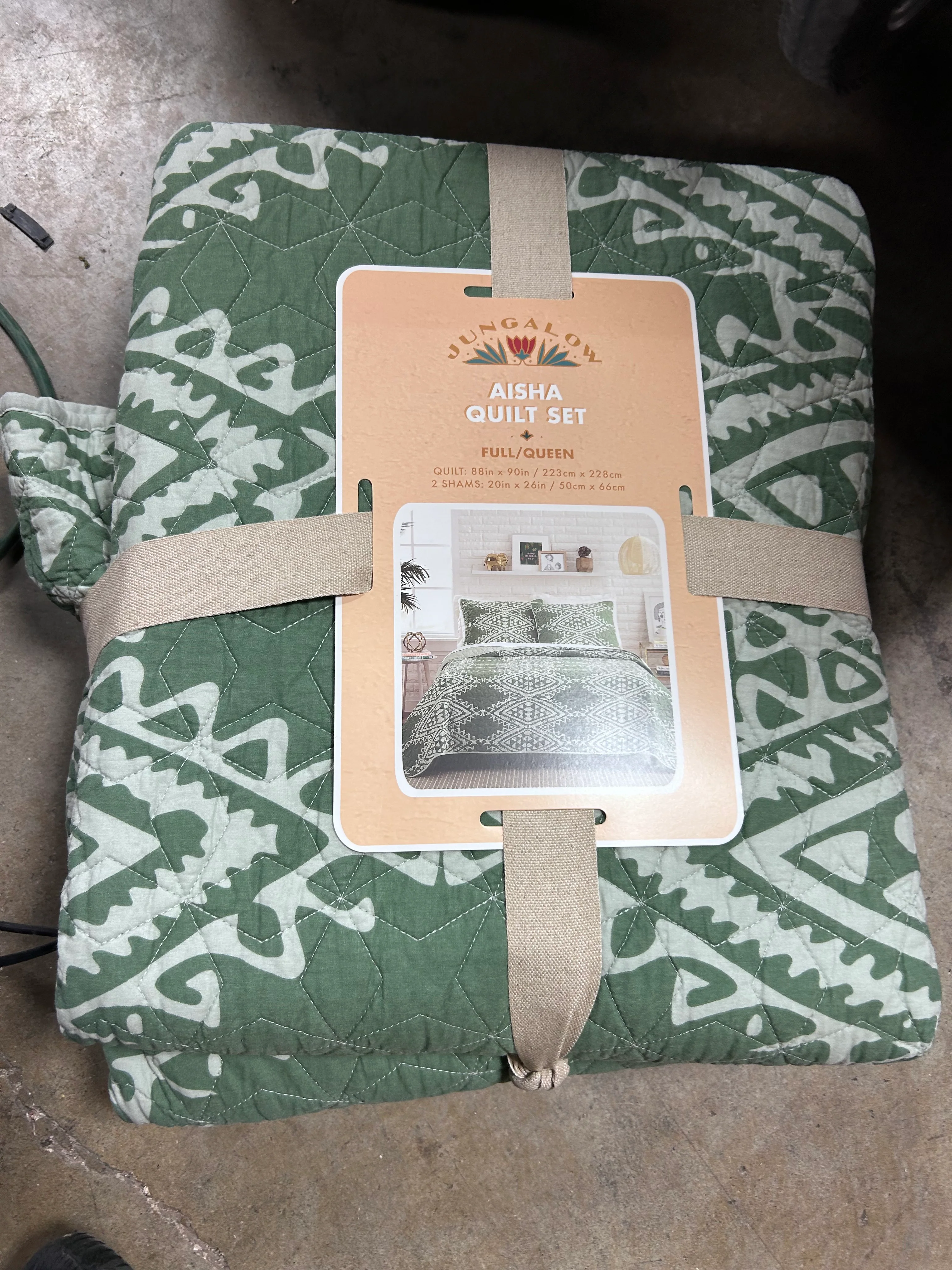 Full/Queen 3pc Aisha Quilt Set Green - Image 6